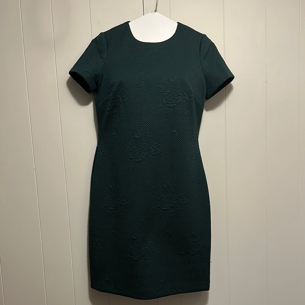 Calvin Klein Green Sheath Dress Short Sleeve Crew Neck